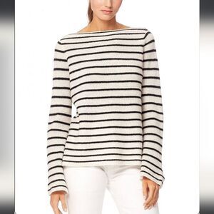 360 CASHMERE Faye Stripe Knit Black White‎ Womens Size Medium